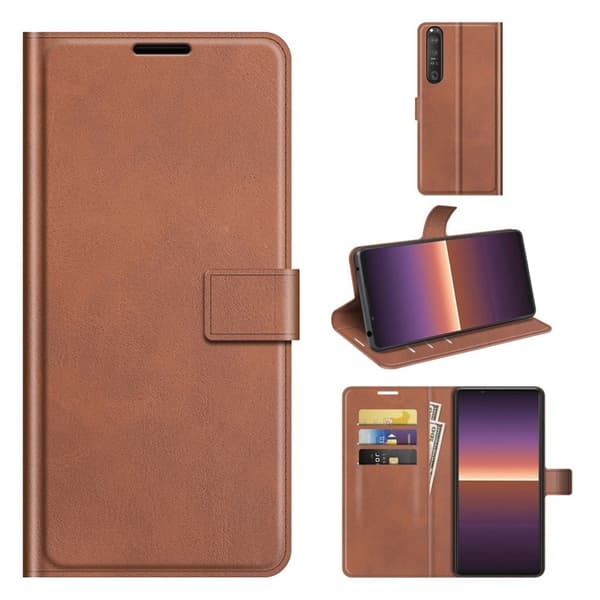 Wallet-style Læder Etui til Sony Xperia 1 Iii - Brun Brown