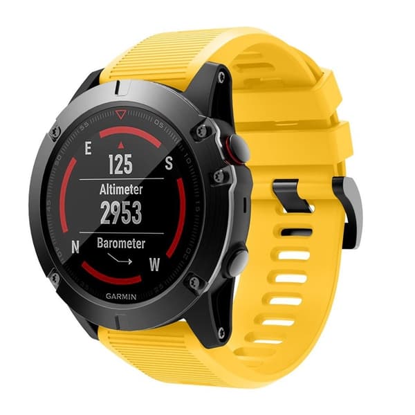 Garmin Fenix 5X silikonearmbånd med striber - Gul Yellow