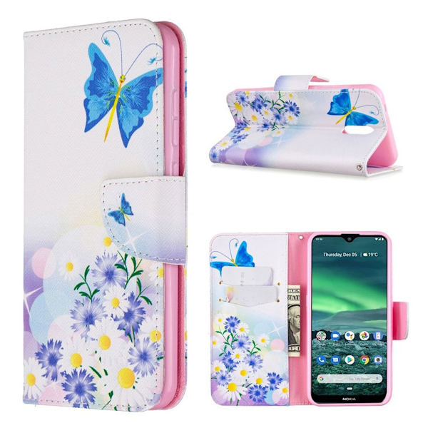 Wonderland Nokia 2.3 etui - Blå Sommerfugle Multicolor