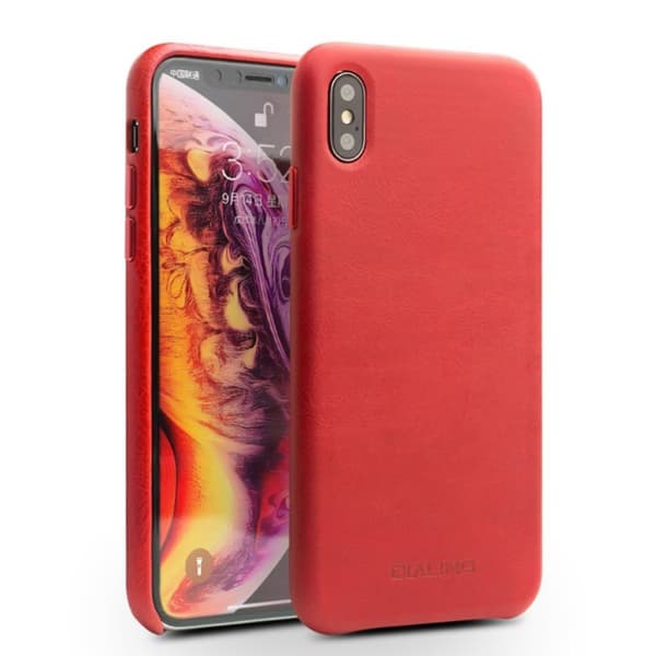QIALINO iPhone Xs Max etui i ægte læder - Rød Red