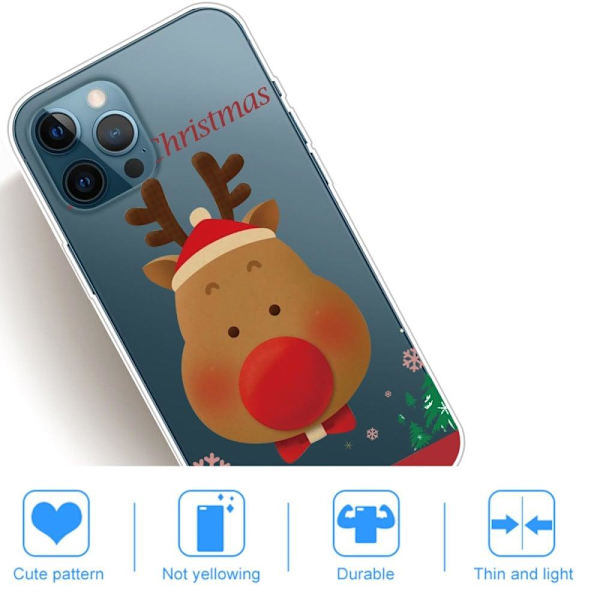 Julfodral till iPhone 14 Pro - Renar Med Rosetter Röd