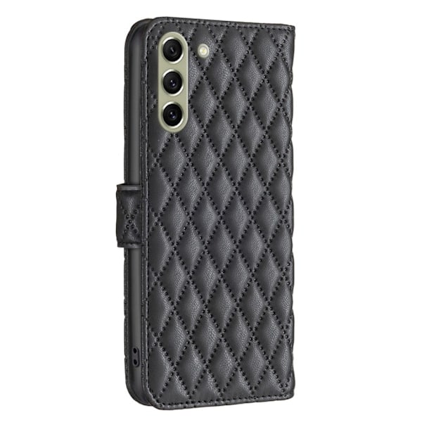 Rhombus mat Samsung Galaxy S21 FE flip etui - Sort Black