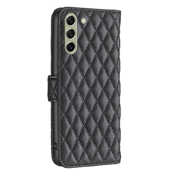 Rombemønster, matt flip-deksel for Samsung Galaxy S21 FE - Svart Black