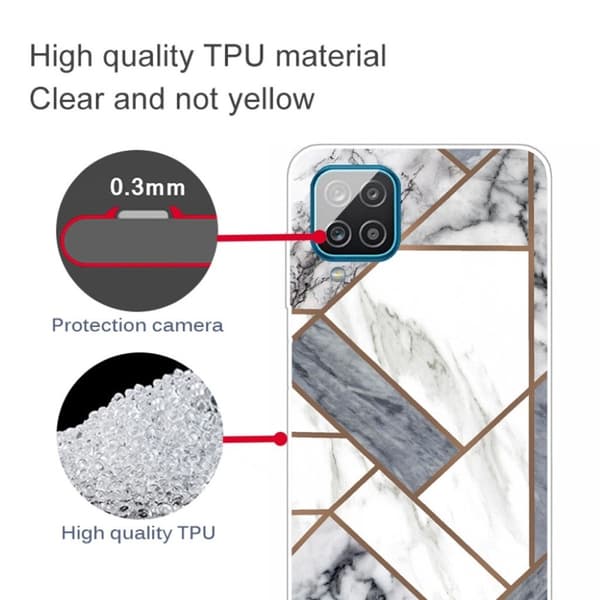 Marble Samsung Galaxy M62 / F62 Etui - Grå / White Marble Tile Silver grey