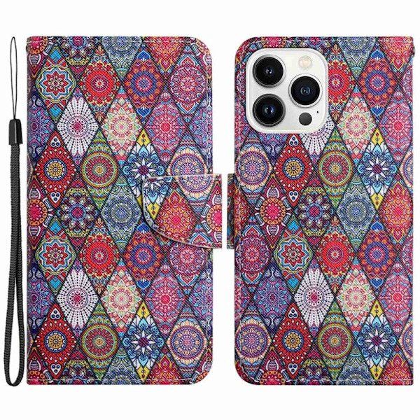 Wonderland iPhone 14 Pro flip etui - Kalejdoskop Multicolor
