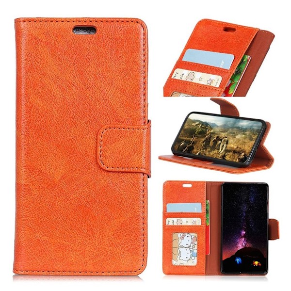 iPhone XR mobilfodral delad läder silikon stående plånbok - Orange Orange
