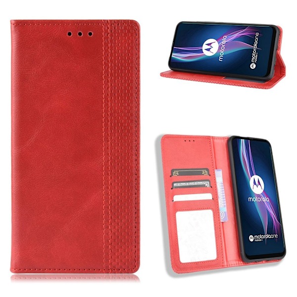 Bofink Vintage Motorola One Fusion Plus Læder Etui - Rød Red