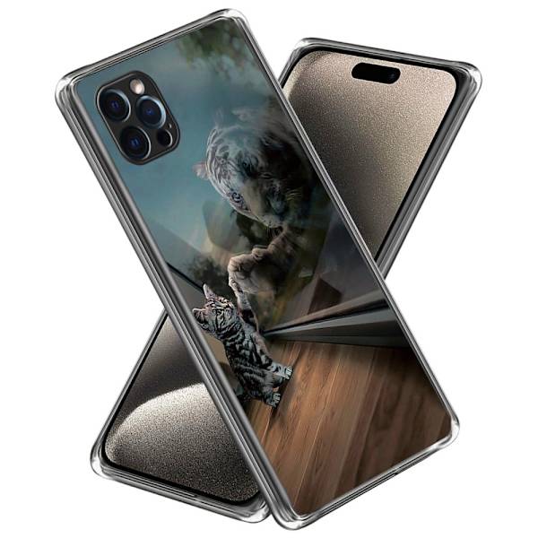 Deco iPhone 15 Pro kotelot - Peili Kissa Silver grey