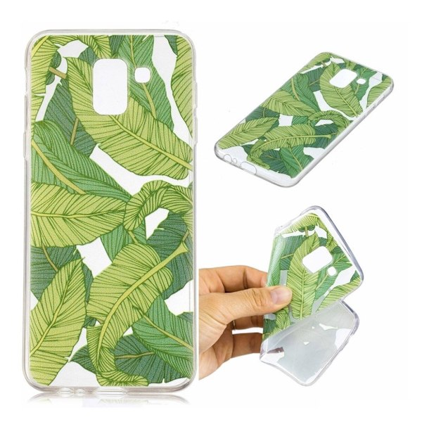 Samsung Galaxy J6 (2018) Upea Kuvallinen IMD Printattu Pehmeä Muovinen Takasuoja Kuori - Vihreät Lehdet Green