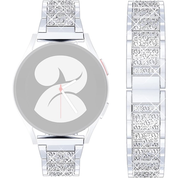 20 mm universal klockarmband med strassdekor - Silver Silvergrå