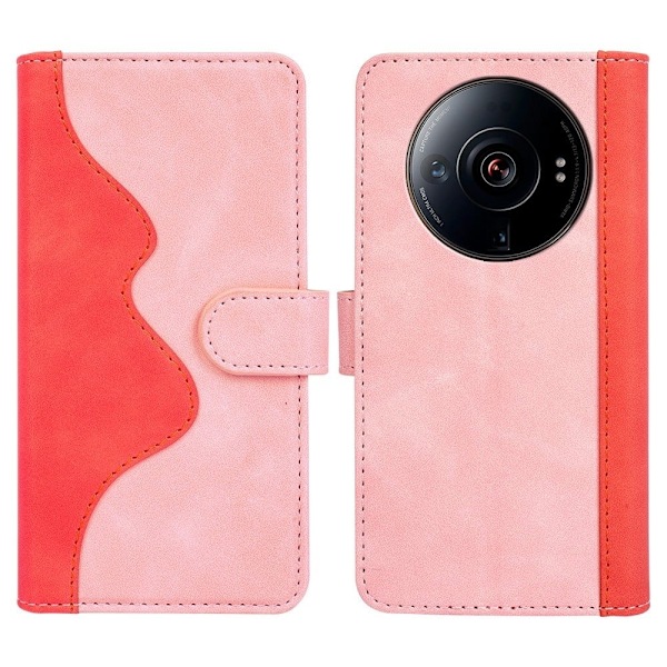 Tvåfärgat Xiaomi 12S Ultra fodral i läder - Rosa Rosa