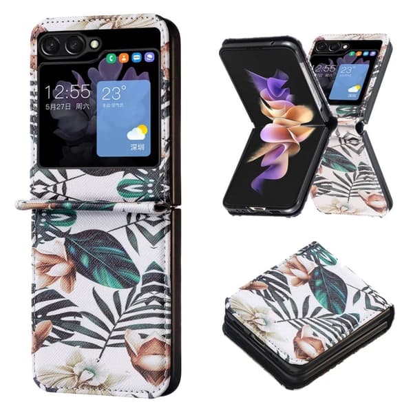Wonderland Samsung Galaxy Z Flip5 flip etui - Blade Og Blomster Multicolor