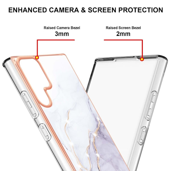 Marmormotiv Samsung Galaxy S22 Ultra skal - Vit Marmor Dimma Vit