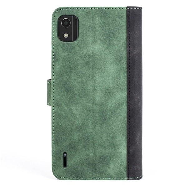 Two-color Leather Läppäkotelo For Nokia C2 2nd Edition - Vihreä Green