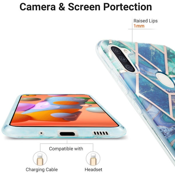 marmor Samsung Galaxy M11 / A11 etui - blå Blue