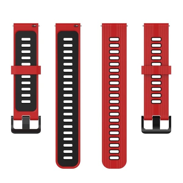 20 mm universal tofarvet silikone-urrem - Rød / Sort Red