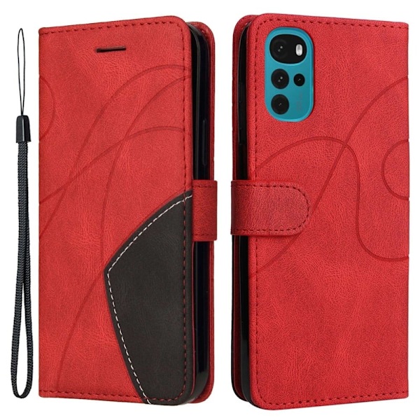 Texturerat läder Motorola Moto G22 fodral med handledsband - Röd Röd