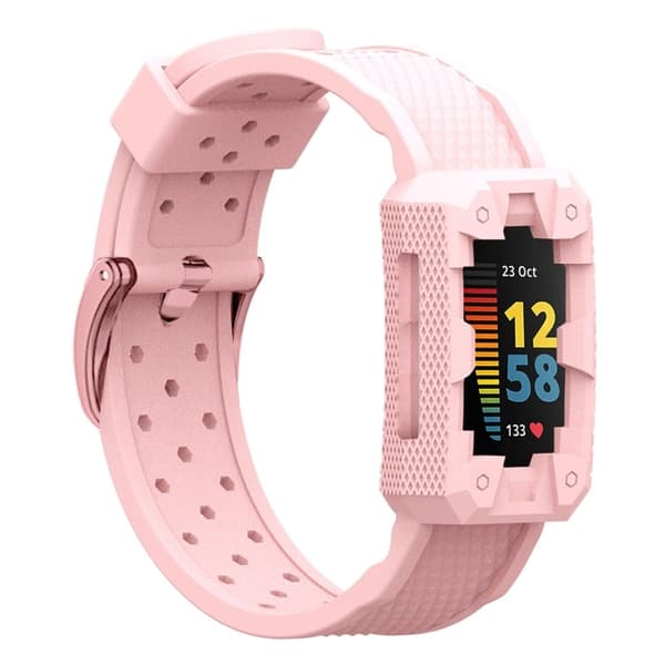 Fitbit Charge 5 cool silikone-urrem med cover - Lyserød Pink