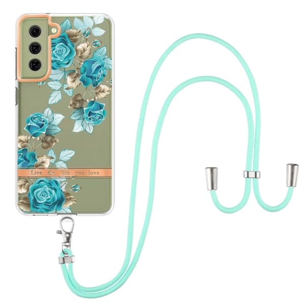 Slankt og holdbart softcover med nøglesnor til Samsung Galaxy S21 FE - Blå Rose Blue