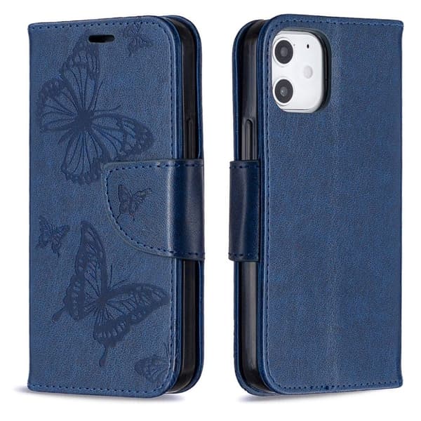 Butterfly iPhone 12 Mini Flippetui - Blå Blue