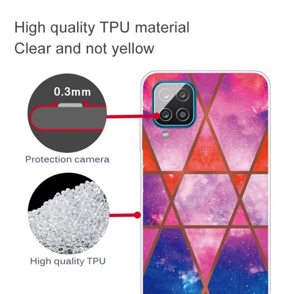 Marmormotiv Samsung Galaxy A42 5G skal - Ros / Orange / Blå Rosa