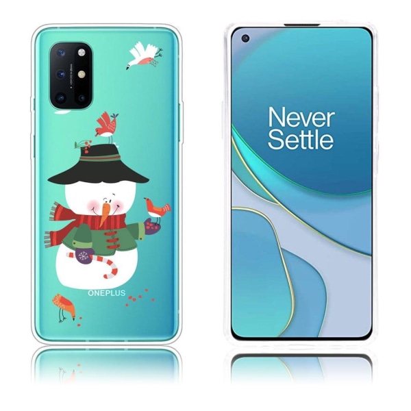 Christmas OnePlus 8T fodral - snögubbe and Birds Vit
