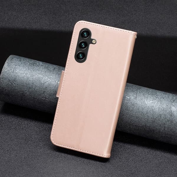 Sommerfugl Samsung Galaxy A15 Flip Etui - Rødguld Pink