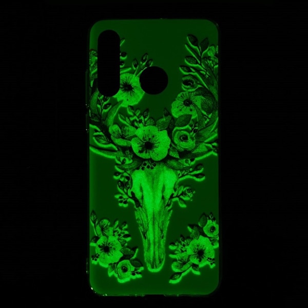 Huawei P30 Lite Nattlysande fodral - Blommande Älg multifärg