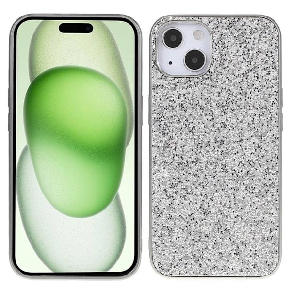 Glitter iPhone 15 Plus deksel - Sølv/Grå Silver grey