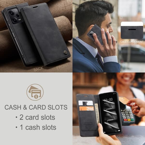 CaseMe Xiaomi Poco X5 / Redmi Note 12 Vintage Etui - Svart Black