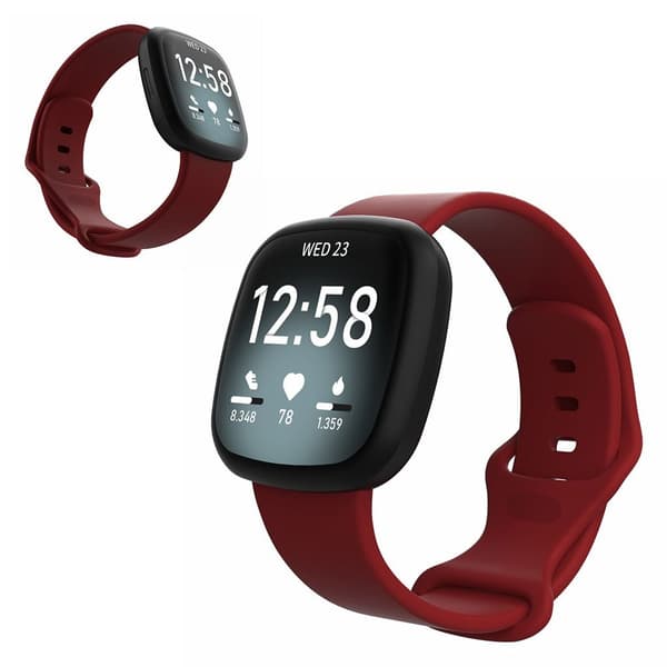 Fitbit Versa 3 / Sense silikon klockarmband - Crimson Size: L Röd