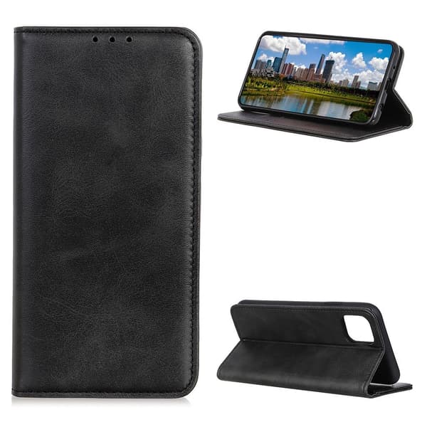 Flip Etui med Pung i Ekte Lær til iPhone 12 Mini - Svart Black