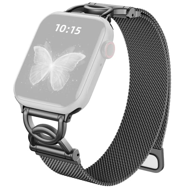 Urrem Apple Watch Series 49mm - 45mm - 44mm - 42mm DC-Shape Magnetisk Clasp rustfri stålrem - Sort Black