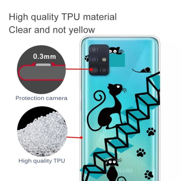 Deco Samsung Galaxy A71 kotelot - Musta Kissa Black