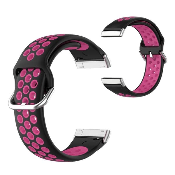 Fitbit Sense / Versa kaksivärinen silikoninen kellonauha - Musta / Ruusu Pink