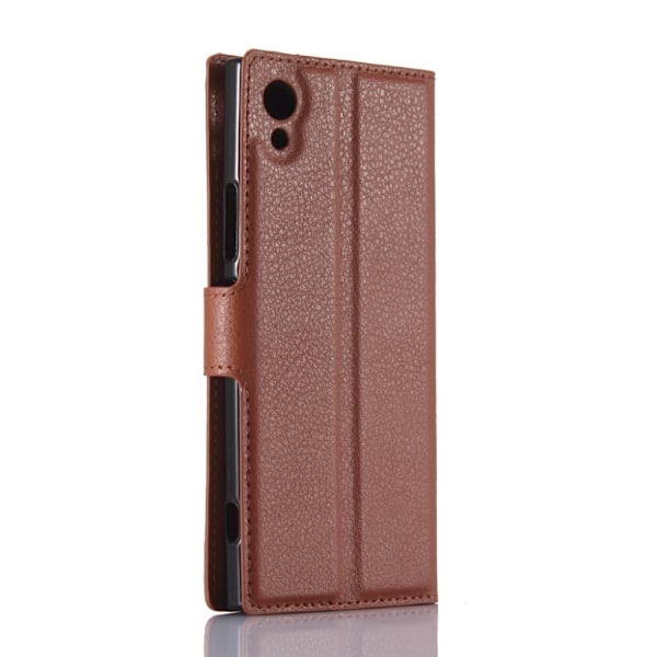 Sony Xperia XA1 litchi fiber läderfodral - Brun Brun