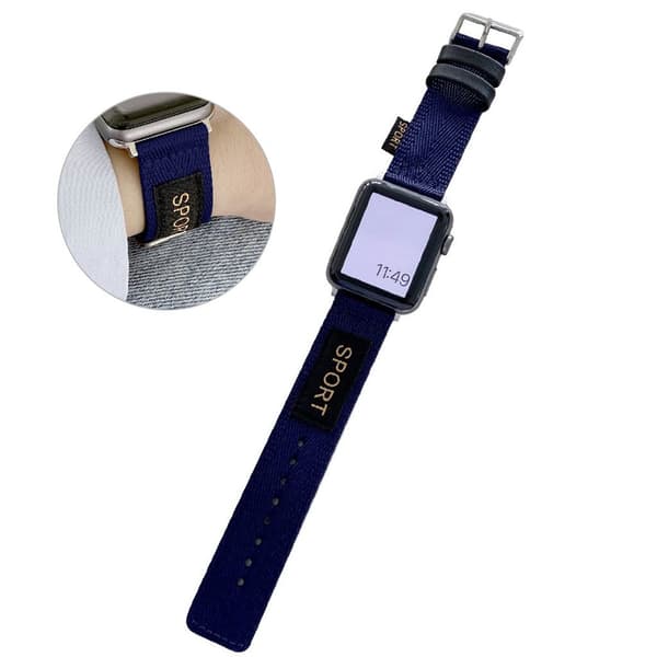 Apple Watch 44 mm klockarmband i sportig nylon - Marinblå Blå