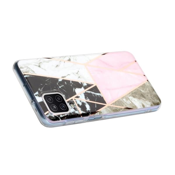 Marble Samsung Galaxy A12 5G Etui - Svart / Hvit / Rose Multicolor
