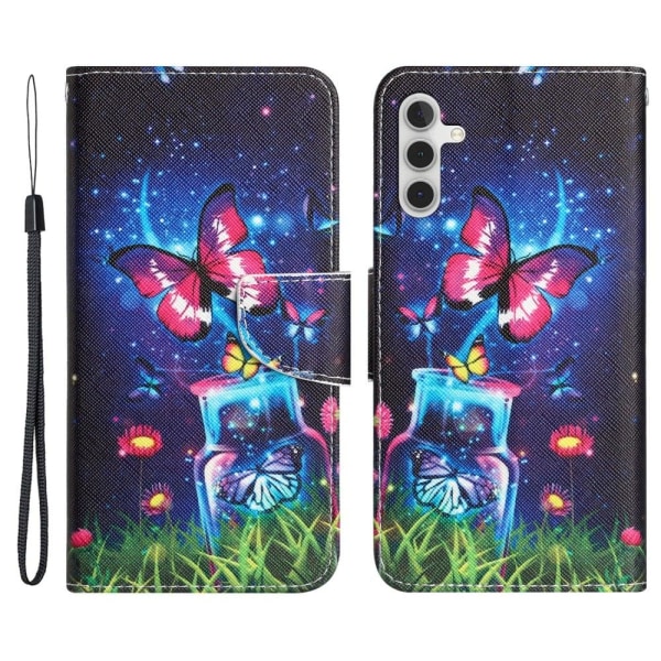Wonderland Samsung Galaxy A34 5G Flip Etui - Bottle og Sommerfugl Multicolor