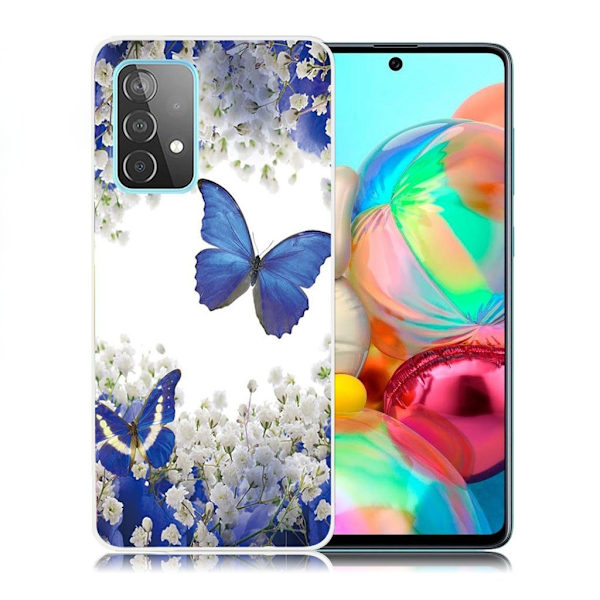 Deco Samsung Galaxy A72 5G etui - sommerfugl og blomster Blue