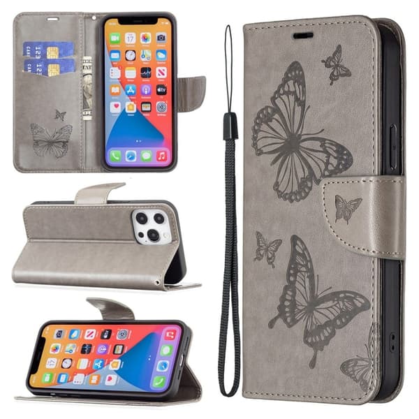 Butterfly Xiaomi Redmi Note 13 Pro Plus Læderetui - Grå Silver grey