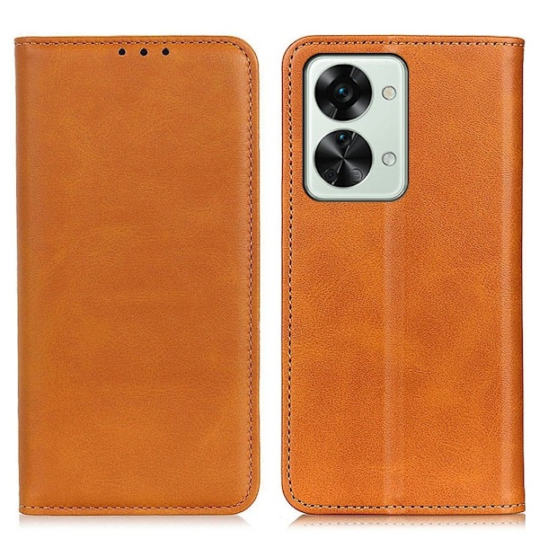 OnePlus Nord 2T lompakkokotelo, aitoa nahkaa - Ruskea Brown