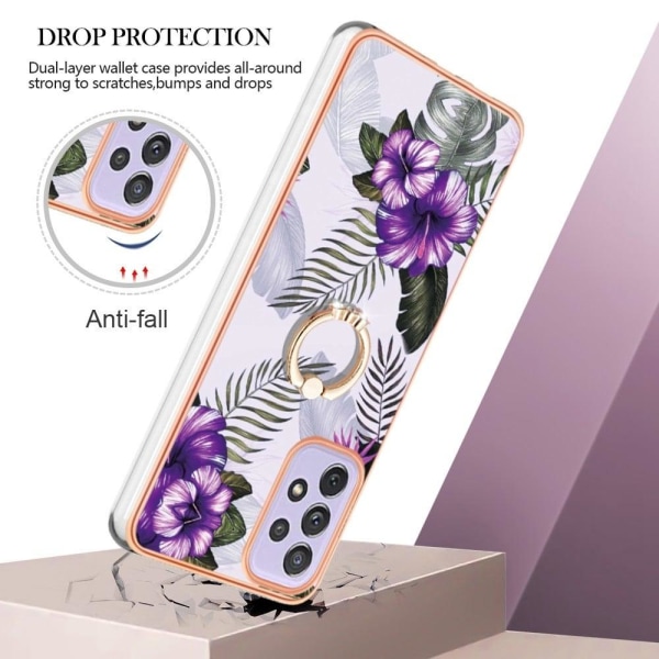 Marmormotiv Samsung Galaxy A73 skal - Lila Blommor Lila