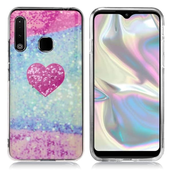 Marble Samsung Galaxy A70e Cover - Hjerte i Farverigt Glimmer Multicolor
