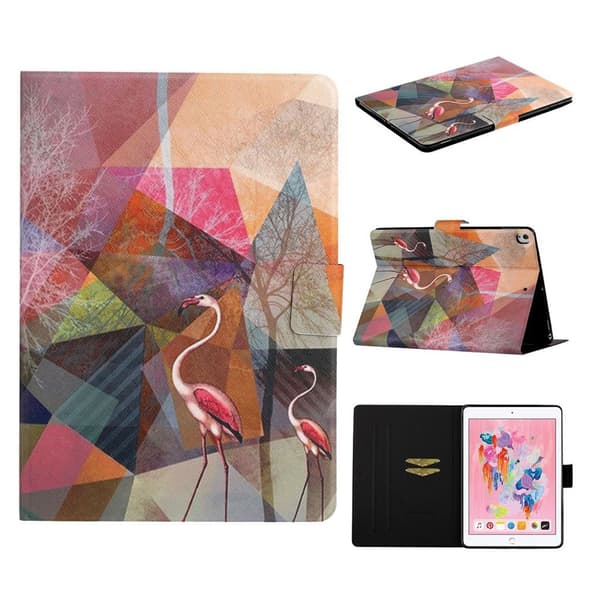 iPad 10.2 (2019) Stilfuldt mønster læder flip etui - Flamingo Multicolor