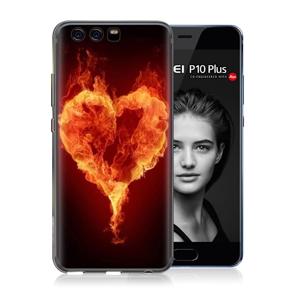 Softlyfit Huawei P10 Plus Kohokuvio Muovikuori - Liekehtivät Liekit Orange
