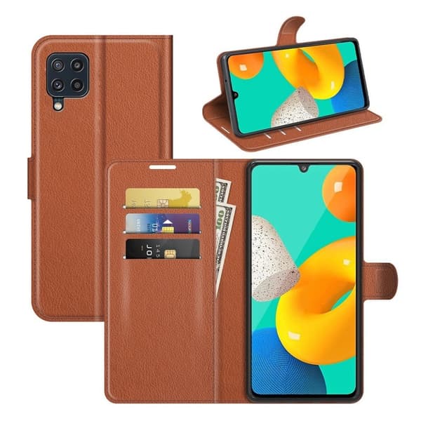 Classic Samsung Galaxy M32 Läppäkotelo - Ruskea Brown