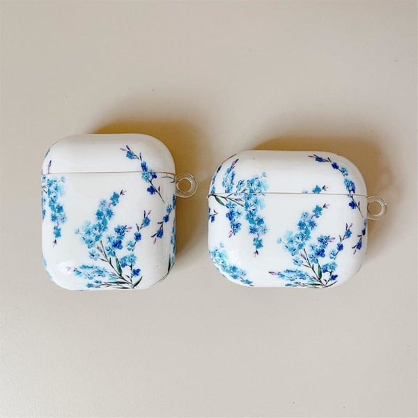 Airpods Pro protective case with carabiner - Simple Blue Daisies Blå