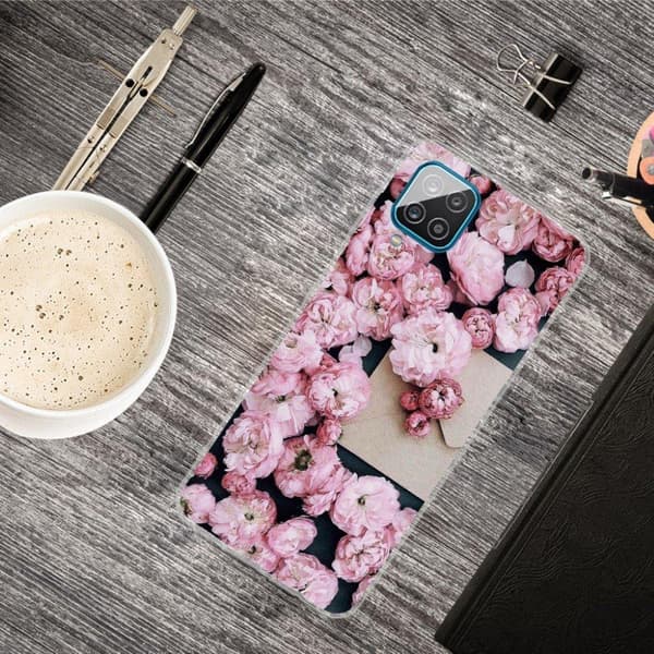 Deco Samsung Galaxy A12 5G etui - lyserød blomst Pink