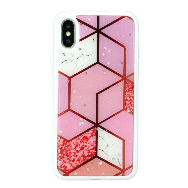 Marble iPhone Xs Max kuoret - Vaaleanpunainen timantti laatta ja Pink